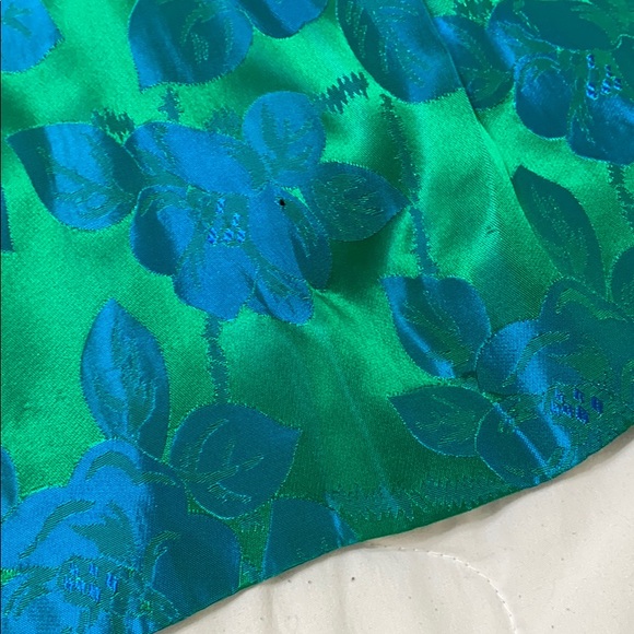 Vintage 50s 60 Metallic Mini Damask Cocktail Dress - Picture 9 of 10